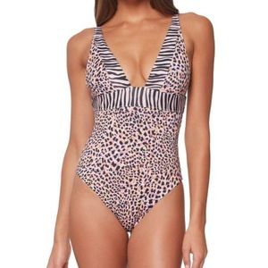 Sanctuary One piece Swimsuit Lotus Pink Animal Print Small